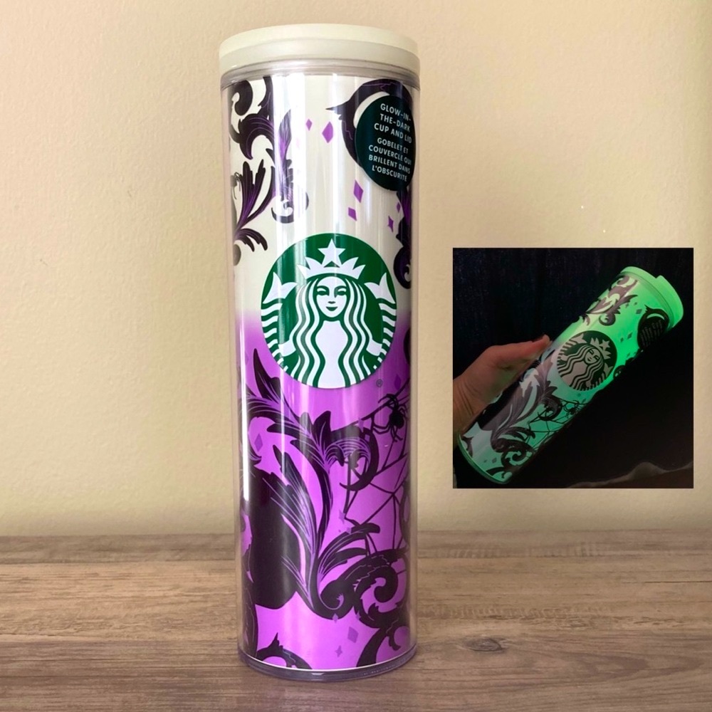 STARBUCKS 2021 Purple and White Glow in the Dark Halloween Cup